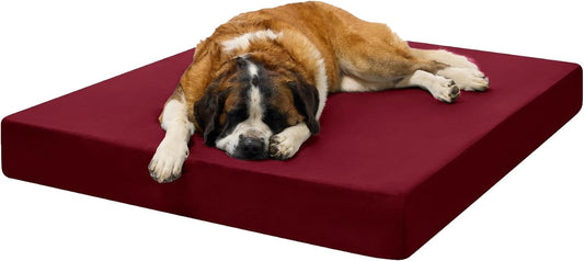 7" Pillow Top Orthopedic Dog Bed for Large and Extra Large Breed Dogs (Sleek Edition) (Giant (60 X 48 X 7), Burgundy)