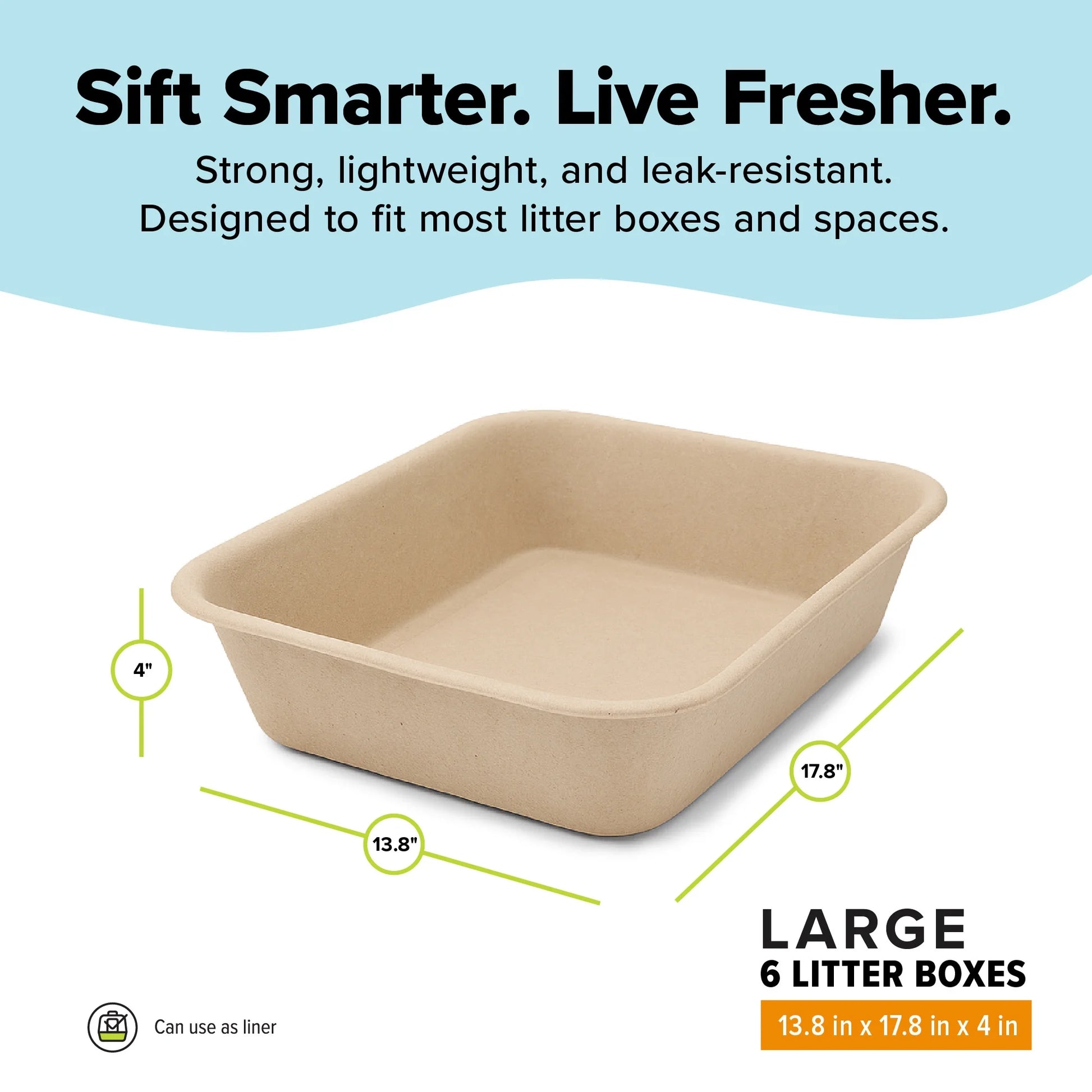 Large Cat Sifter, Eco-Friendly Litterbox with Scoop - Pack of 6