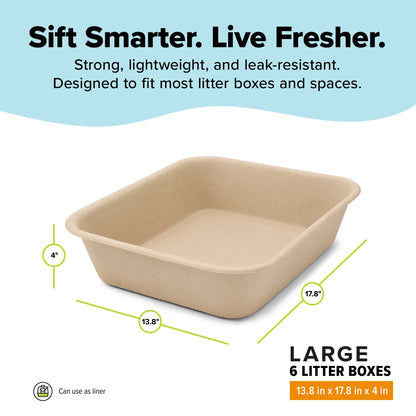 Large Cat Sifter, Eco-Friendly Litterbox with Scoop - Pack of 6