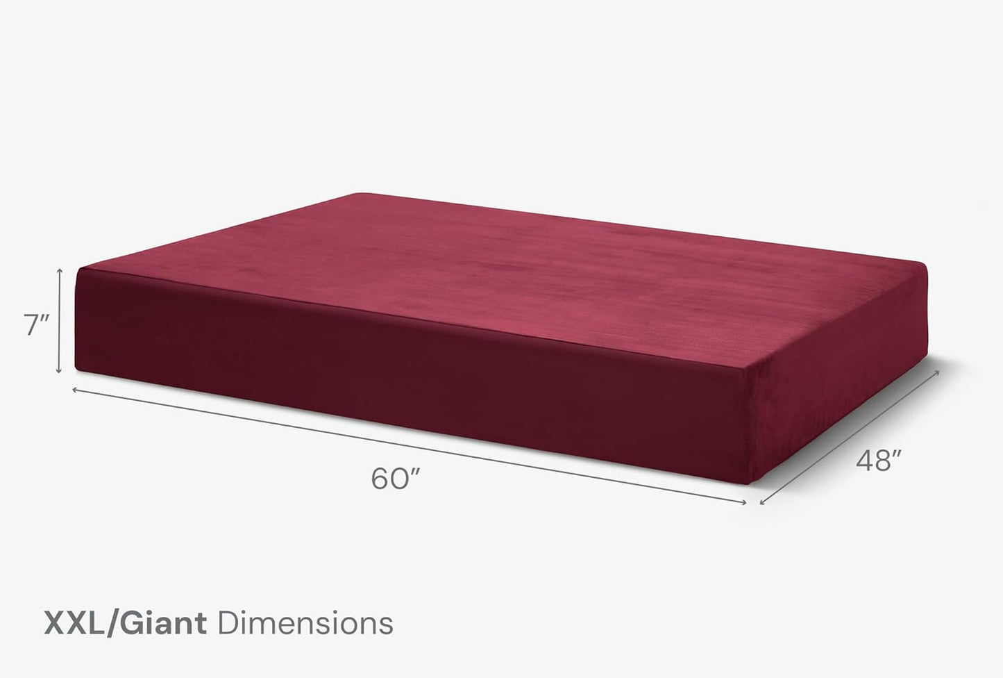 7" Pillow Top Orthopedic Dog Bed for Large and Extra Large Breed Dogs (Sleek Edition) (Giant (60 X 48 X 7), Burgundy)